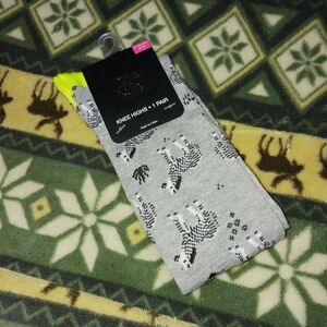 Beverly Hills Polo Club Knee High Zebra Socks Size 5-9